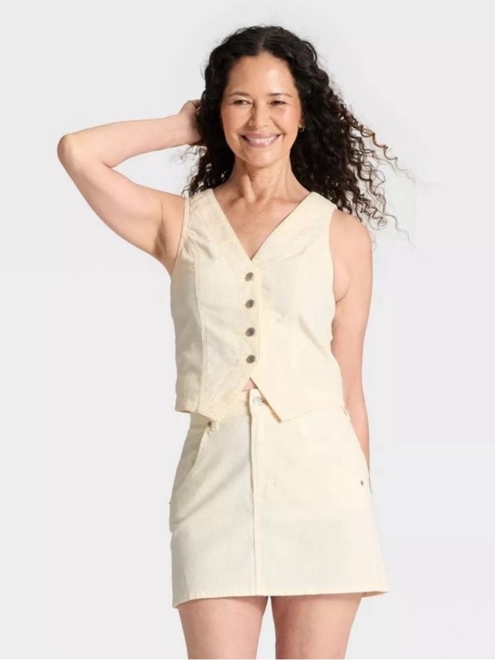 Universal Thread Women's Corduroy Vest Cream Size S